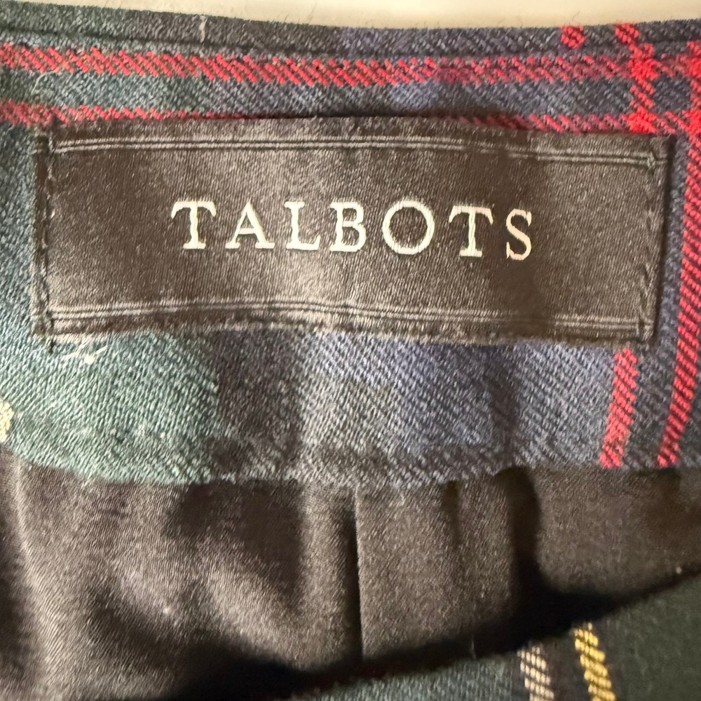 Talbots Hampshire Pants Womens 8 Green Plaid Wool Blend Straight Leg Fully Lined - Picture 9 of 16